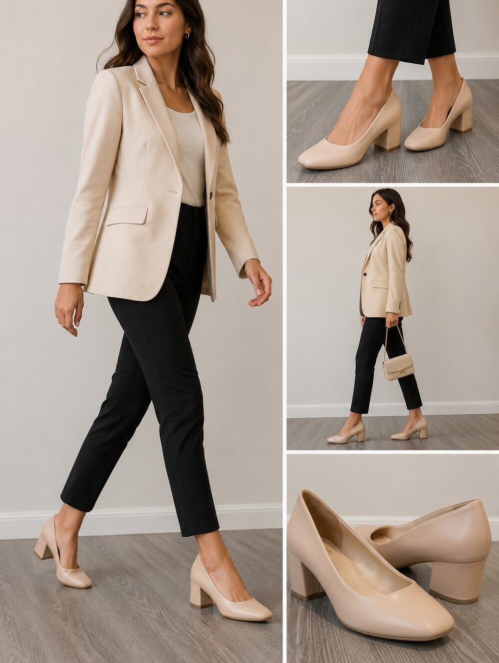 NWOB easy spirit Women's Block Heel Pumps in Nude - Super Comfortable Size 8.5